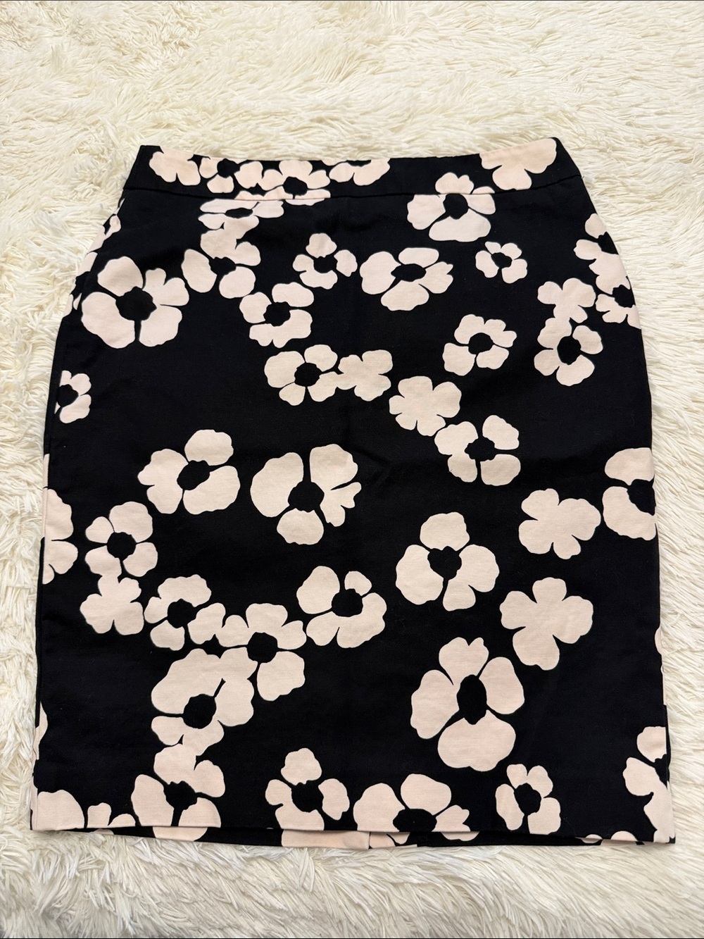 Ann Taylor Loft Black Floral Print Pencil Skirt - Pink Flower Design